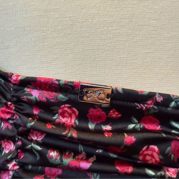 For Love & Lemons Melrose Black Floral Mini Dress L Coquette Sexy Valentines LBD - Picture 8 of 16